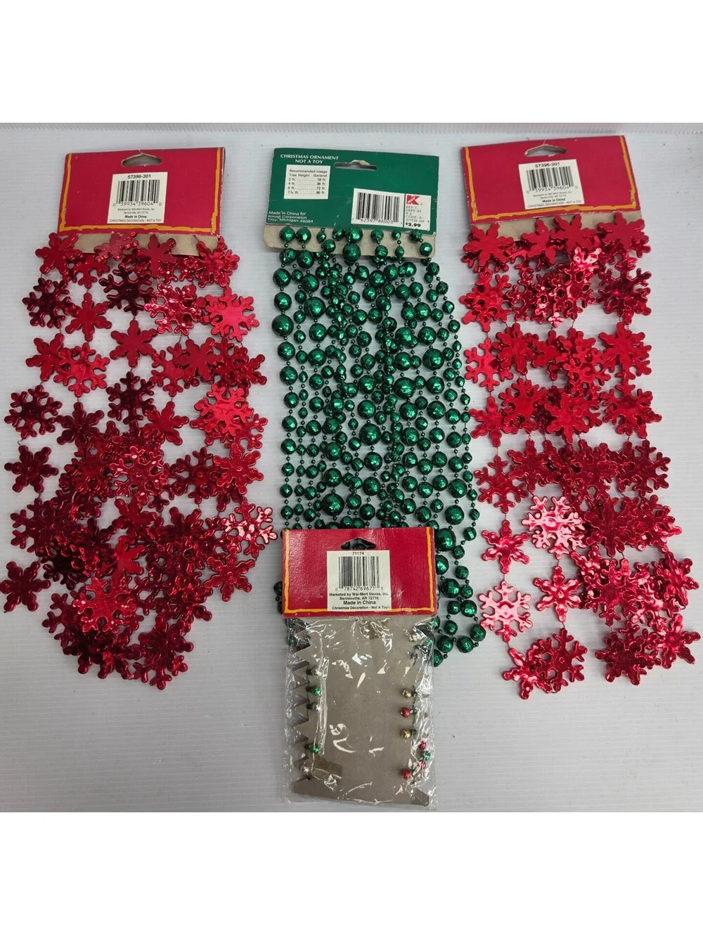 Christmas Garland Lot Red Snowflake Green Bead Mini Tree Garland Decorations Bun